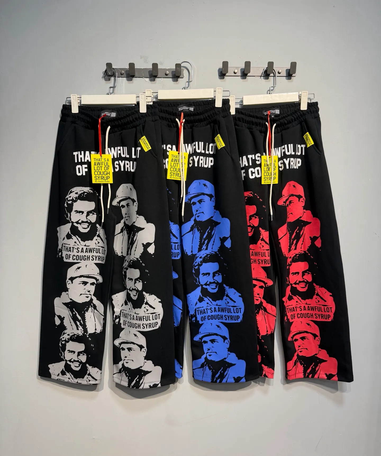 Sweatpants T 002# ｜ THAT'S A AWFUL LOT OF COUGH SYRUP American simplicity, trendy brand for men and women, Same Style. Star of tomorrow Fabric (fabric): Gram sweatshirt cotton composite Sizes (size): S-M L X L Color (colour): black-gray/black-red/black-blue